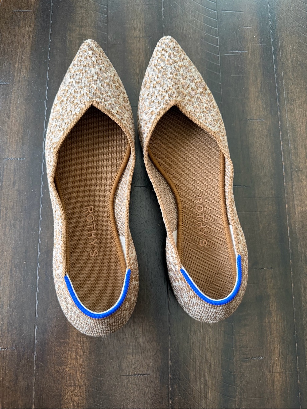 Rothy's The Point Driftwood Spot Textile Ballet Flats Leopard Women's Size 6
